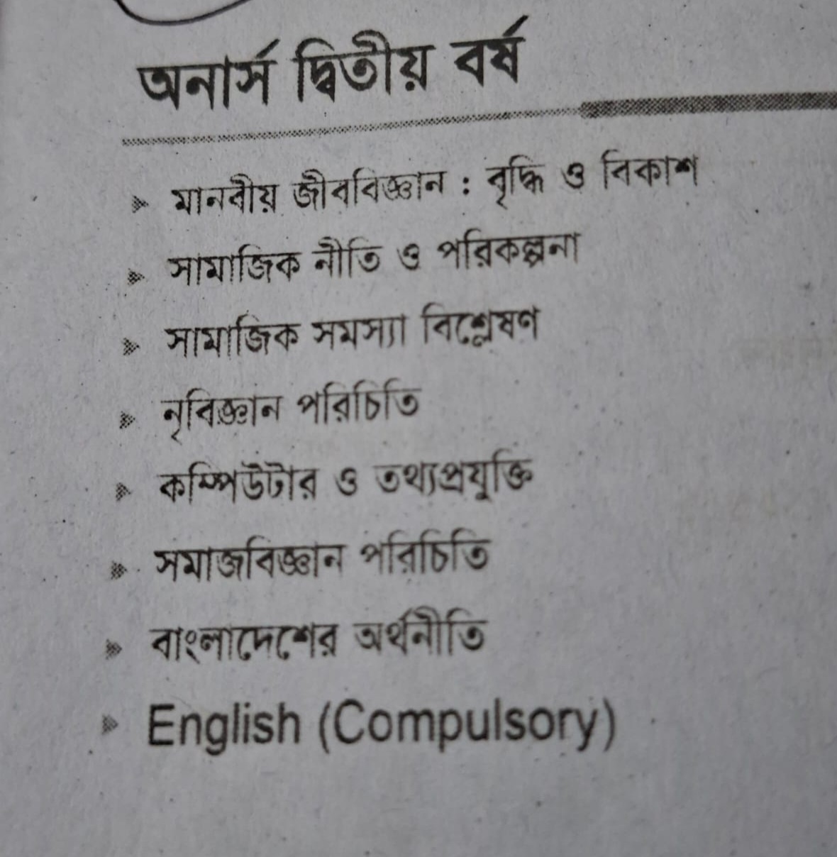 'সোশ্যাল ওয়ার্ক' ২য় বর্ষের জন্য শিক্ষক আবশ্যক